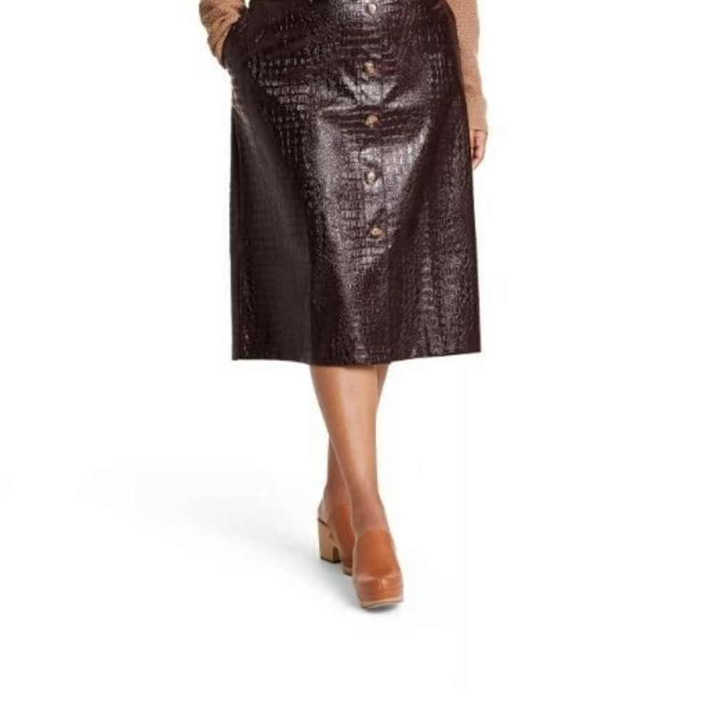 Rachel Comey Textured Dark Brown Midi Skirt